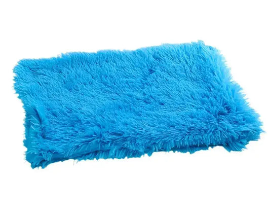 Luxury Fluffy Soft Cat Dog Bed Blanket in vibrant blue color, offering ultra-soft comfort for pets.