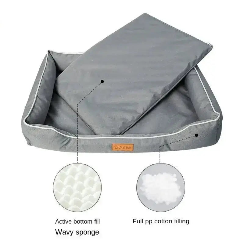 Luxury Scratch Resistant and Waterproof Dog or Cat Bed with wavy sponge and pp cotton filling.