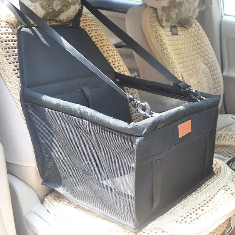 double-thick pet car seat bag shs designed for safe and comfortable pet travel in a vehicle.