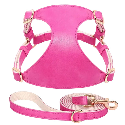 Beautifully Luxurious Soft Genuine Leather Dog Harness & Lead Sets.