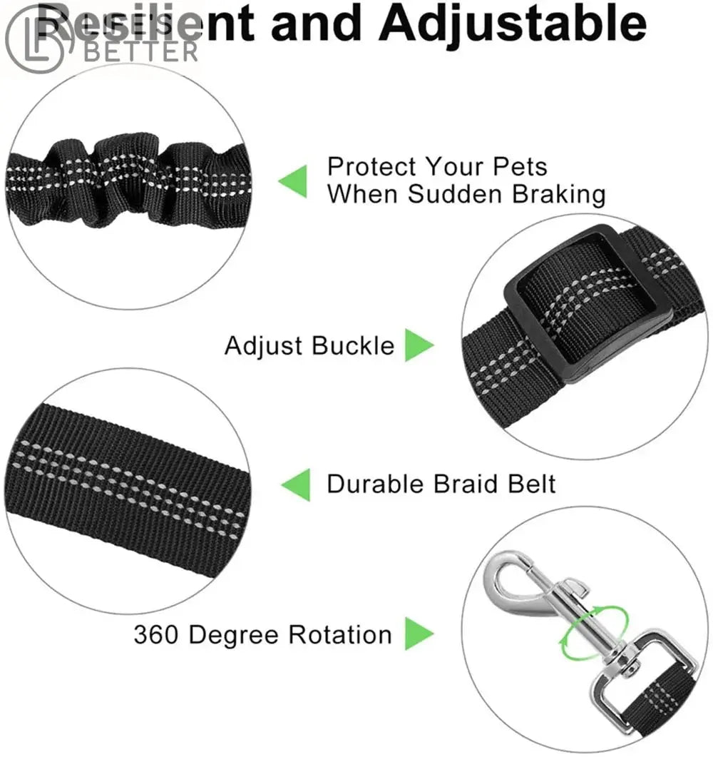Adjustable Dog Car Seat Belt Harness with Cushioning Elasticity