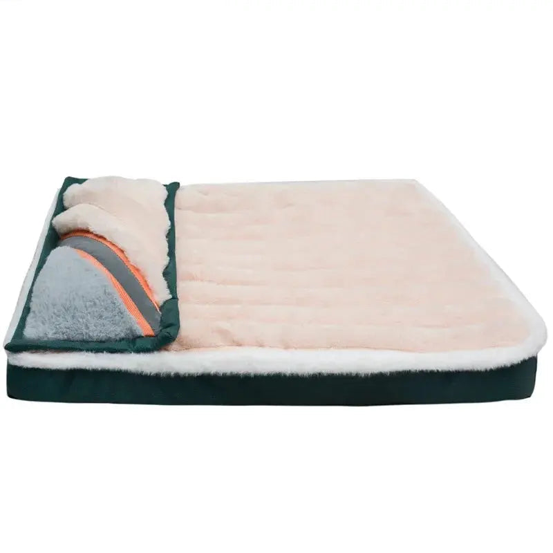 Fleece Covered Luxury Dog Bed with Pillow.