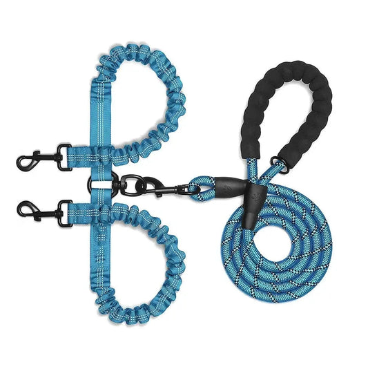 Heavy-Duty Double Dog Leash with Bungee: Ultimate Control.