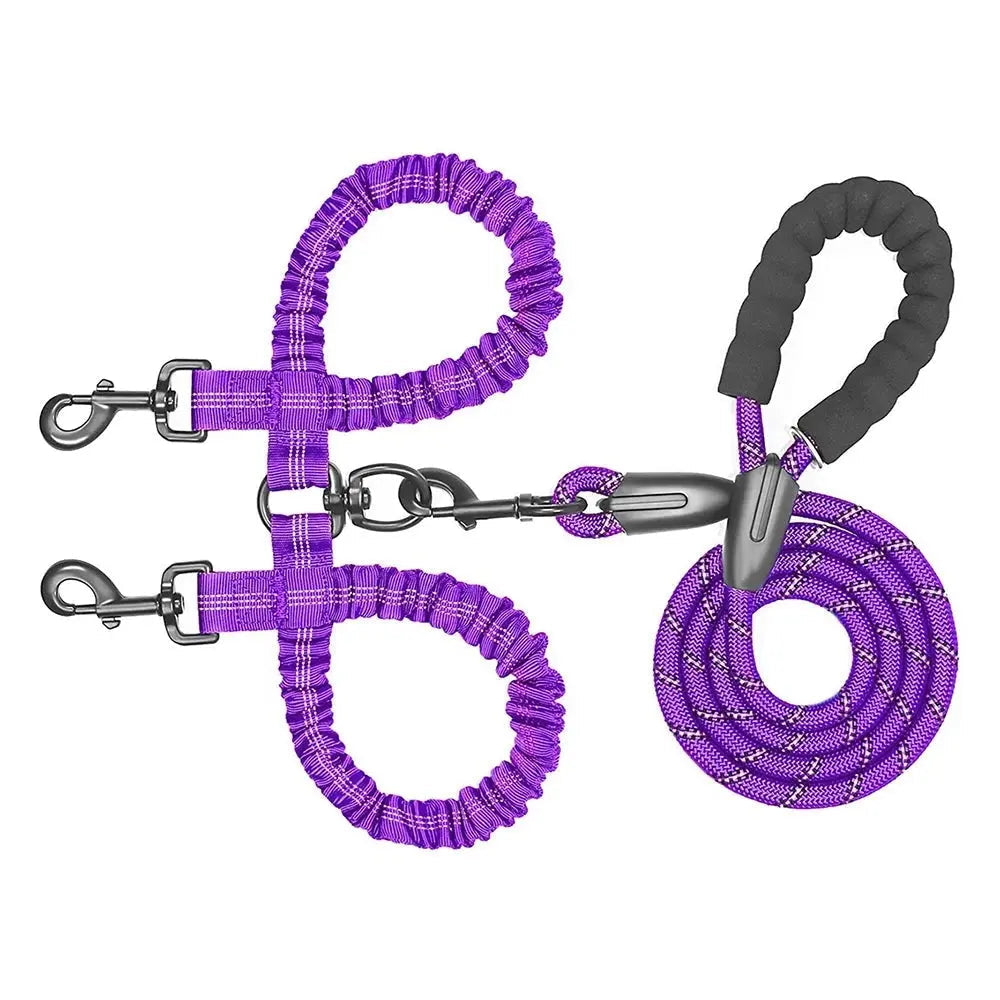 Heavy-Duty Double Dog Leash with Bungee: Ultimate Control.