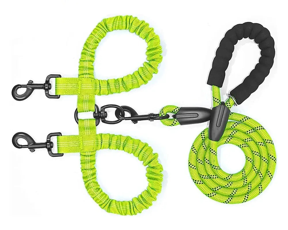 Heavy-Duty Double Dog Leash with Bungee: Ultimate Control.