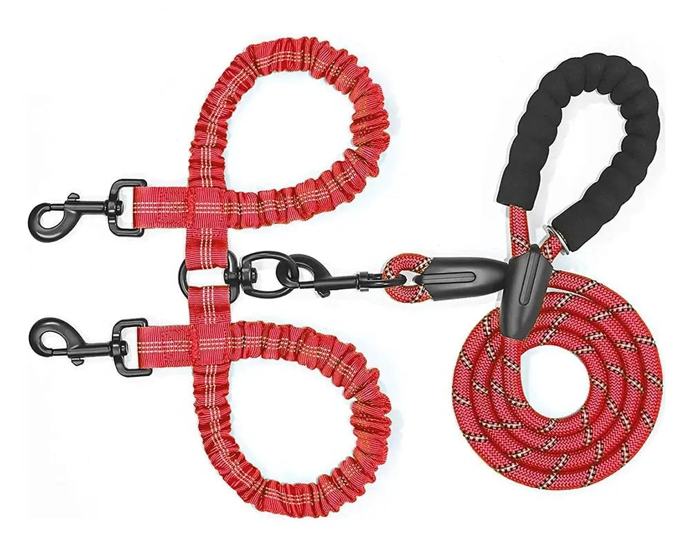 Heavy-Duty Double Dog Leash with Bungee: Ultimate Control.