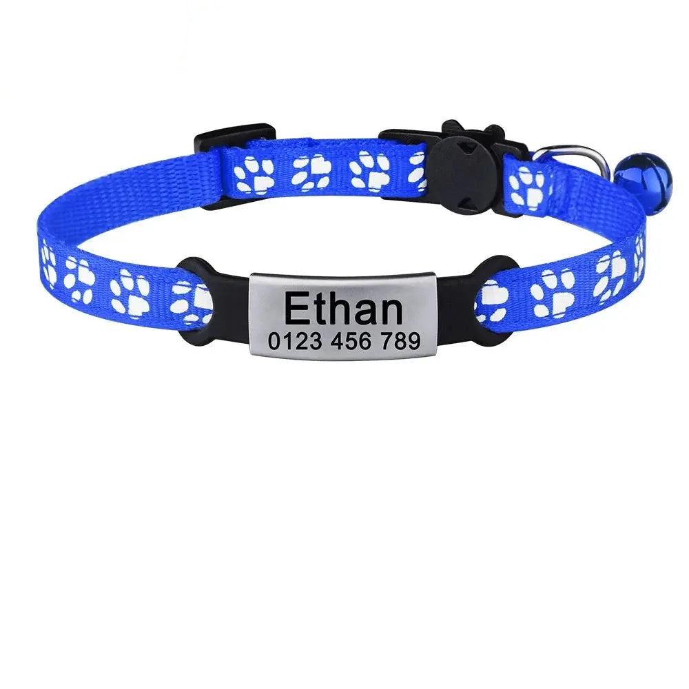 Nylon Cat Collar with Engraved ID Tag