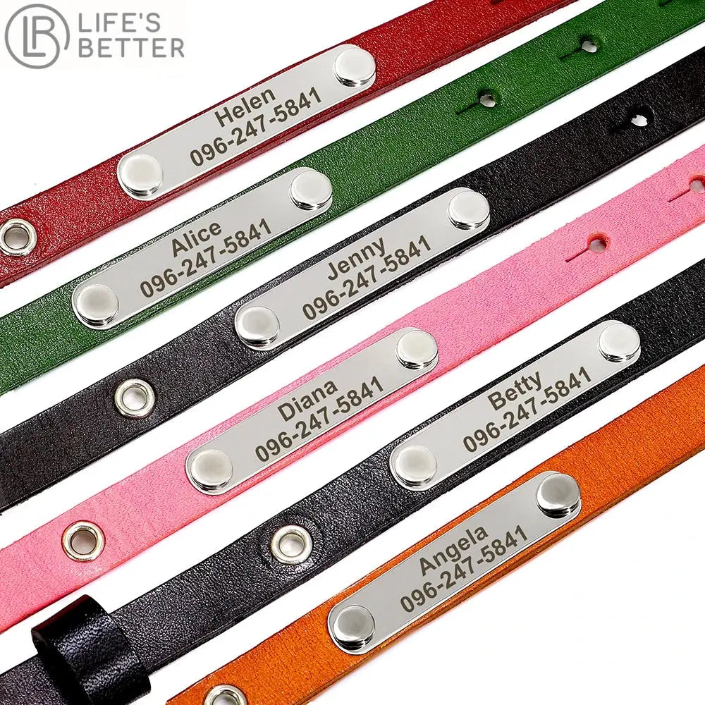 Personalised Engraved ID Leather Cat Collar