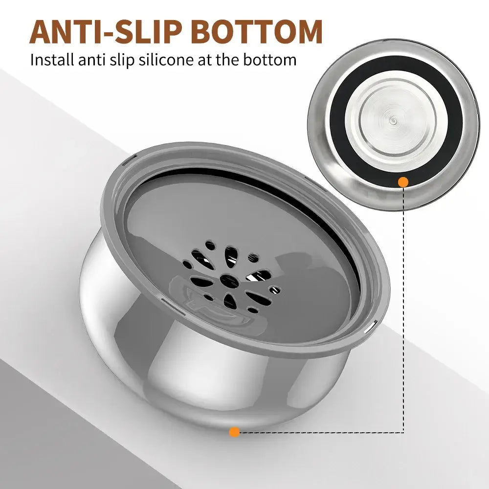  Stainless Steel Floating Lid Water Bowl for Dogs