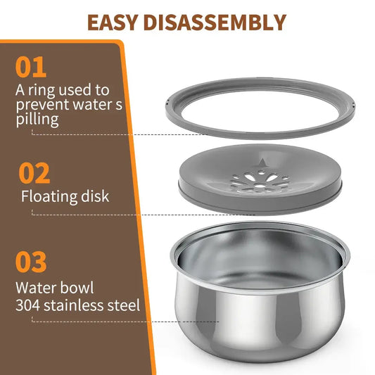  Stainless Steel Floating Lid Water Bowl for Dogs