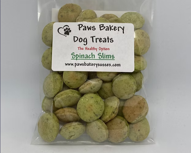 Paws Bakery Spinach Slims Very Low Fat Dog Treats