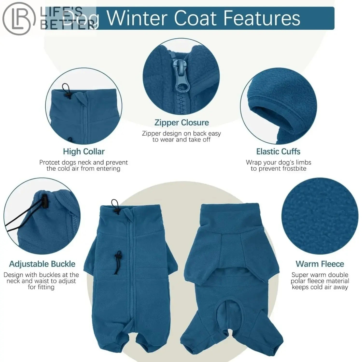 Soft Fleece Dog Jumpsuit Coat