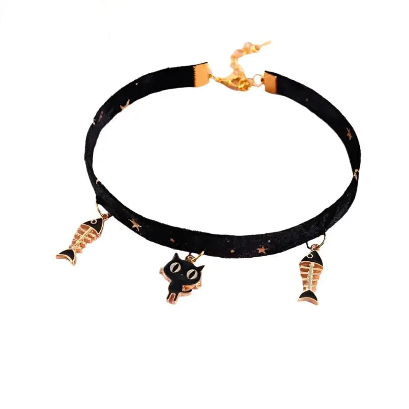 Velvet Bronzing Star Adjustable Cat Collar - Necklace.