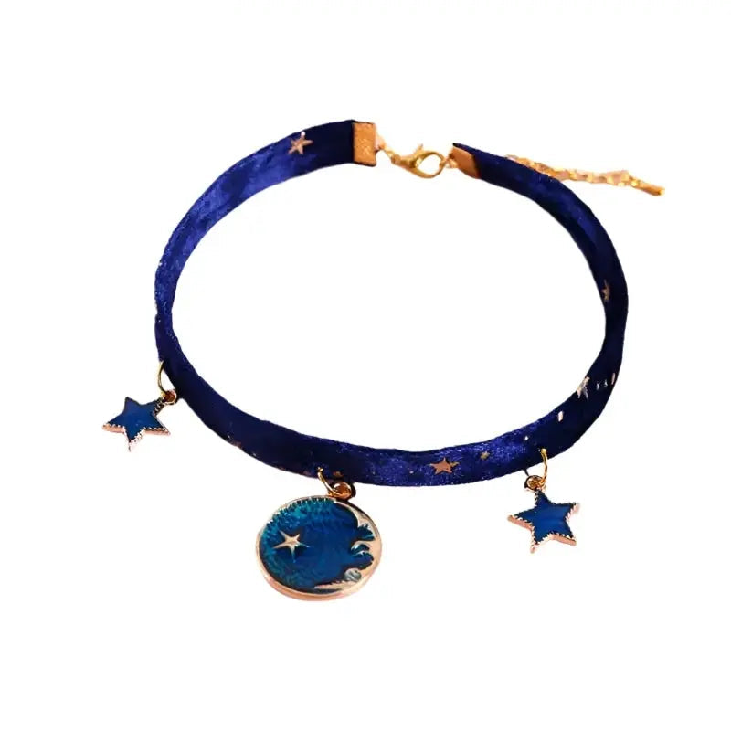 Velvet Bronzing Star Adjustable Cat Collar - Necklace.