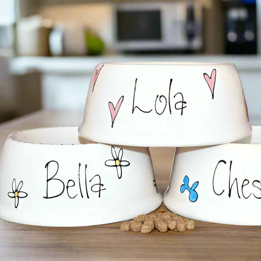 Beautiful Personalised Hand-Painted Ceramic Pet Bowls